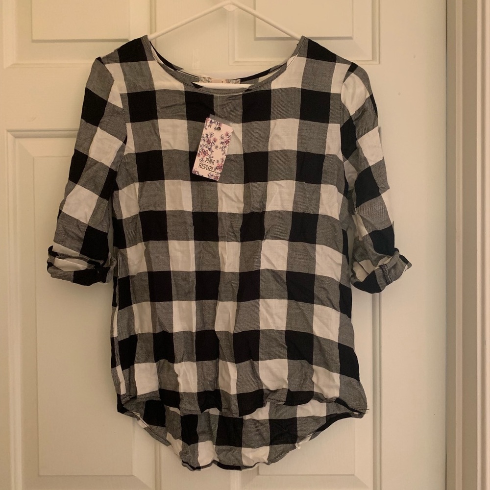 B&W plaid quarter sleeve
